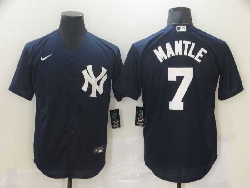 Men New York Yankees 7 Mantle Blue Game Nike MLB Jerseys